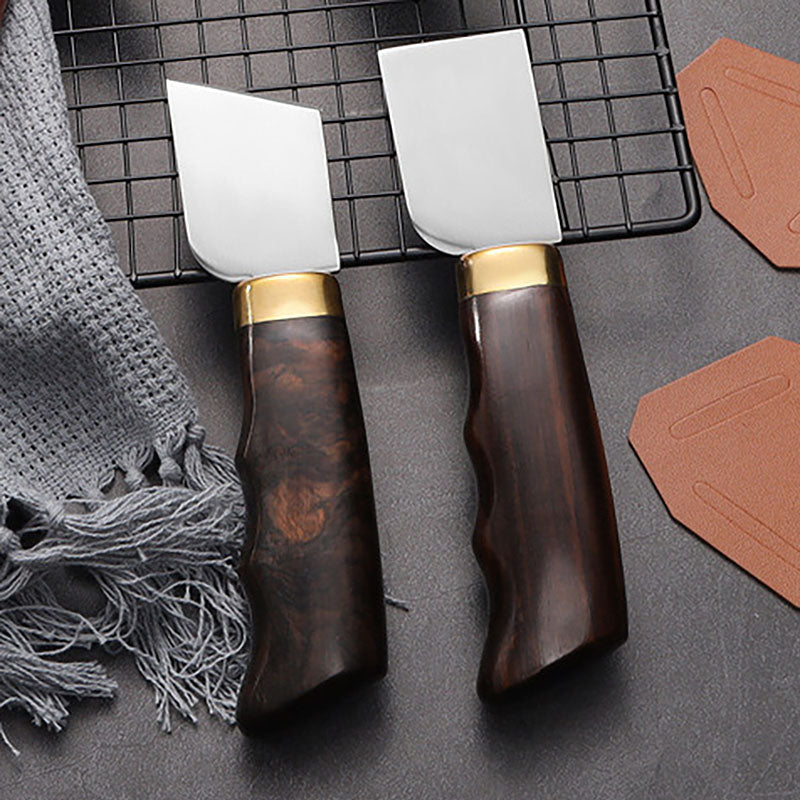 Leathercraft Ebony Wooden Handle Cutter Skiving Thinning Knife Cutting Tool DIY