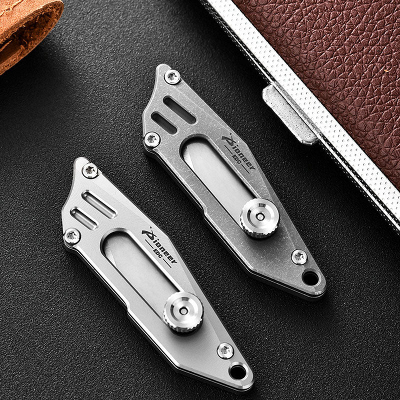 Mini Titanium Alloy Utility Knife Keychain Portable EDC Blade Replaceable Cutter