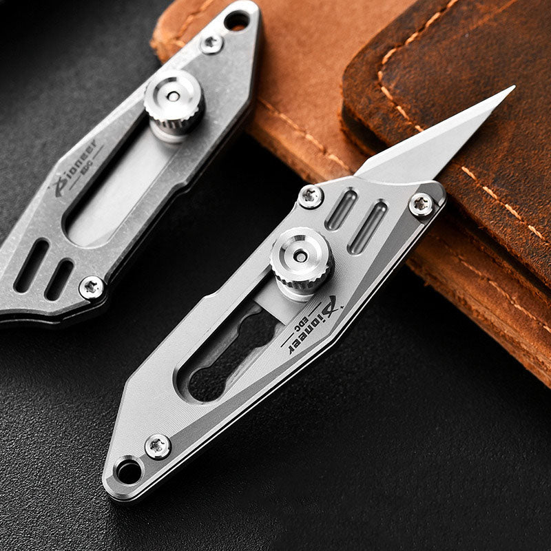 Mini Titanium Alloy Utility Knife Keychain Portable EDC Blade Replaceable Cutter