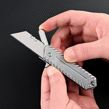 Stone Washed Steel Creative Utility Knife Folding Interchangeable Blade Portable