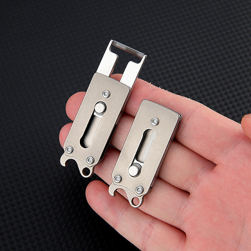 Mini Titanium Planin Knife Keychain Portable Melon Peeler Bottle Opener EDC Tool