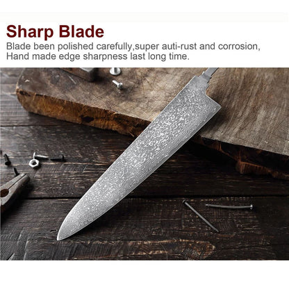 VG10 Damascus Steel Chef Knife Blank Blade DIY Home Hobby Kitchen Knife Material