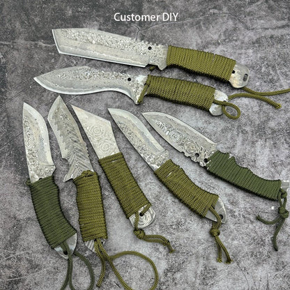 Damascus Blade Blank Outdoor Fruit Knife DIY Tool Home Kitchen Hobby Vg10 Steel