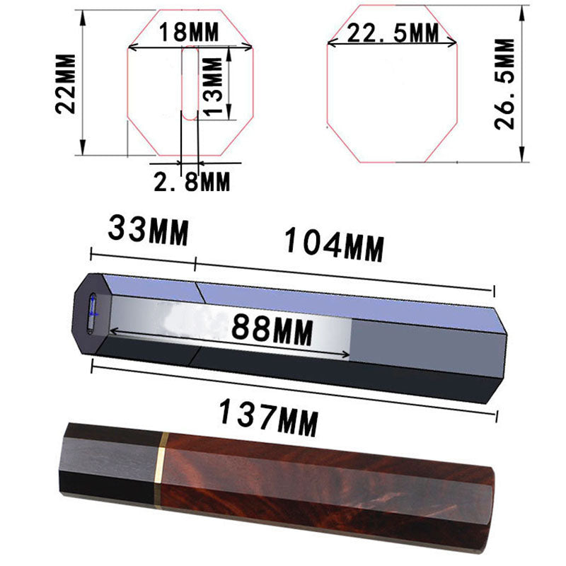Japanese Style Octagonal Sandalwoood Handle Material DIY Making Chief Knife