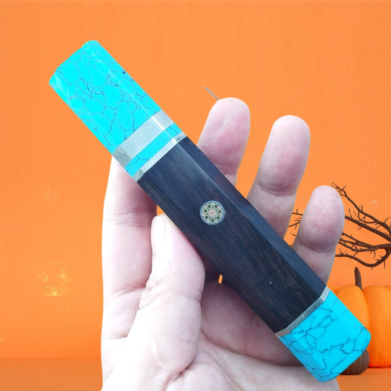 Japanese Style Octagonal Carbon fiber Turquoise Handle Making Chief Knife Diy