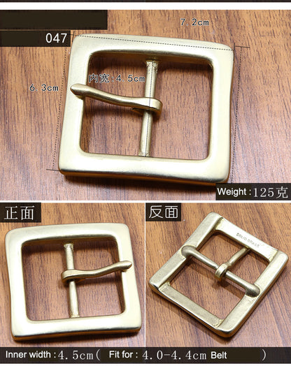 4.5cm Solid Brass Pin Belt Buckle for Men Women Leather craft DIY 42/45/50mm