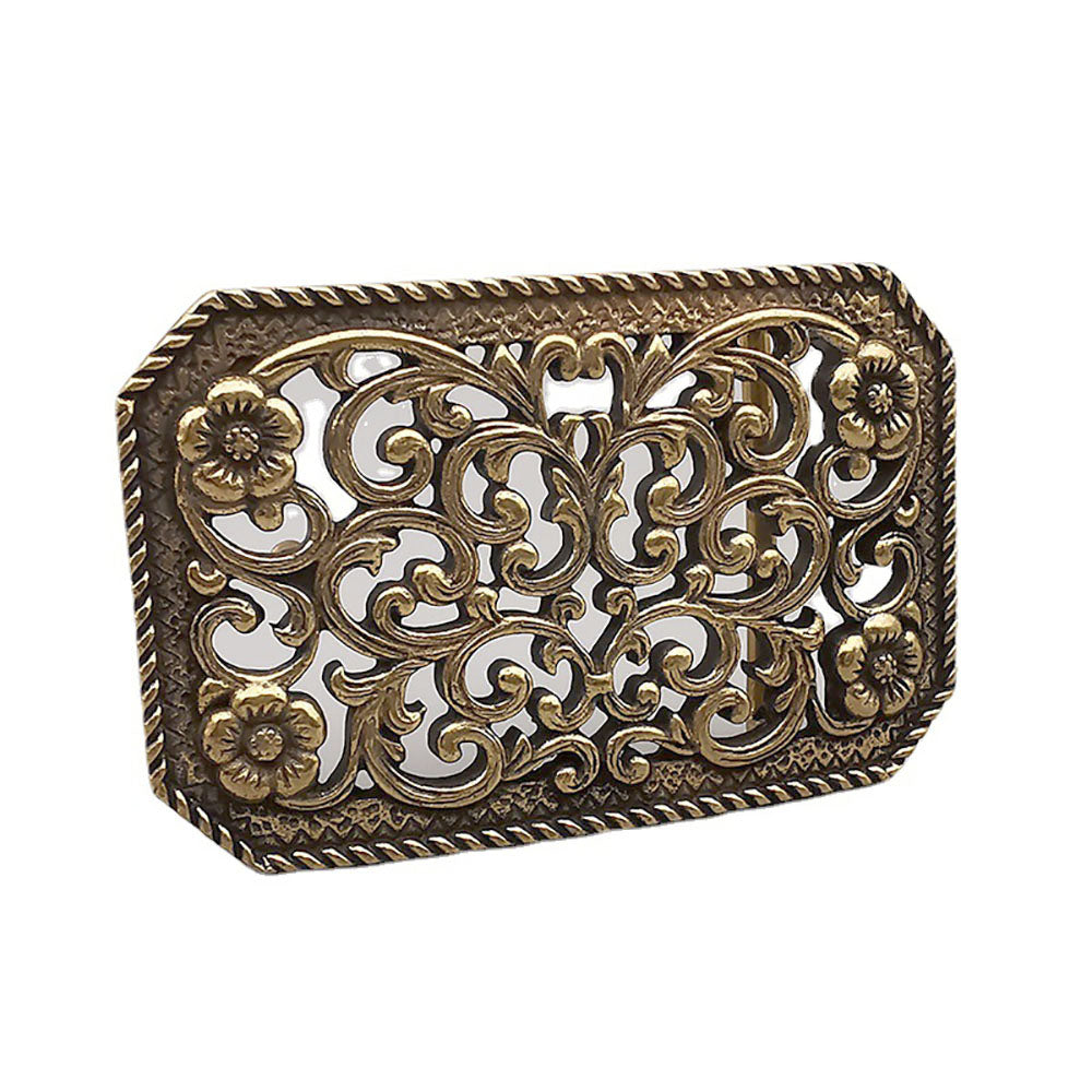 Retro Solid Brass Classical hollowed Design Belt Buckle for Leather Craft DIY