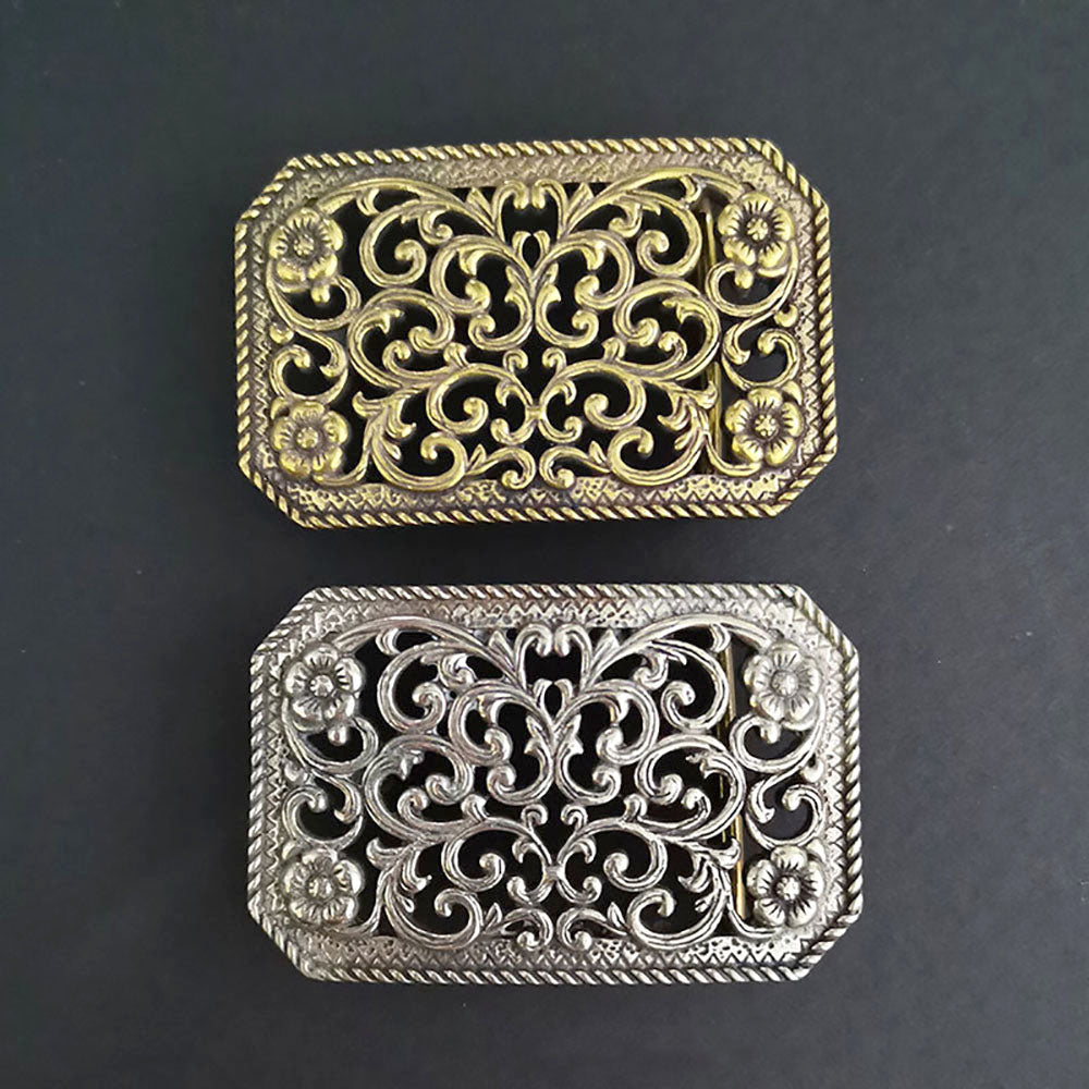 Retro Solid Brass Classical hollowed Design Belt Buckle for Leather Craft DIY