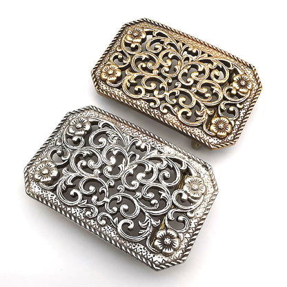 Retro Solid Brass Classical hollowed Design Belt Buckle for Leather Craft DIY