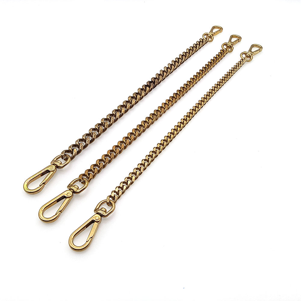 Solid Brass Flat Curb Key Chains Strap Handbag Purse replacement Accessories DIY