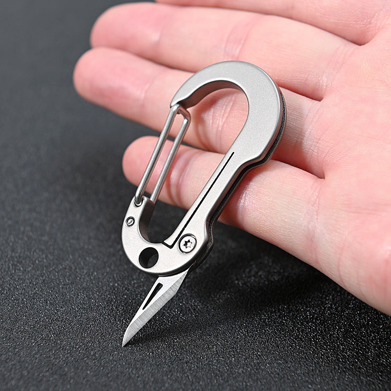 Mini Titanium Alloy Keychain Knife Carabiner Pocket Folding Knife Porable Tools