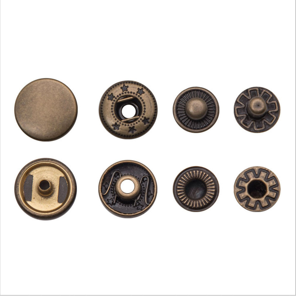 50Sets #655/633/831 Brass Snap Buttons Press Stud Rivet Fastener Metal Accessory