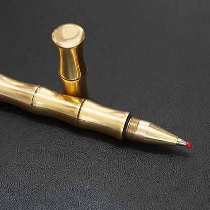 Handmade Retro Bamboo Shaped Solid Brass Tactical Pen Ball Point Pen EDC Gift