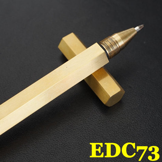 Handmade Retro hexagonal Shaped Solid Brass Tactical Pen Ball Point Pen EDC Gift