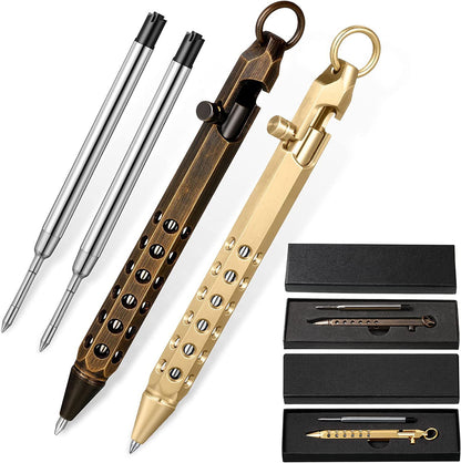 Quality Solid Brass Bolt Action Ball Point Pen Copper Art Craft Pocket EDC Gift