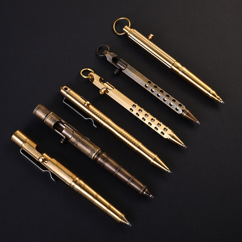 Quality Solid Brass Bolt Action Ball Point Pen Copper Art Craft Pocket EDC Gift