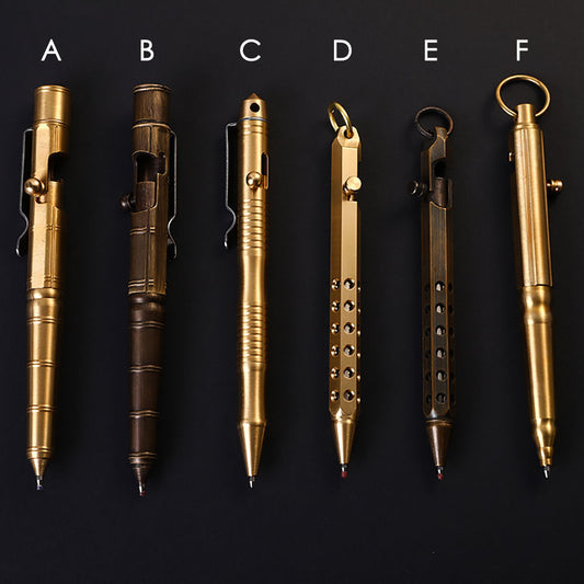 Quality Solid Brass Bolt Action Ball Point Pen Copper Art Craft Pocket EDC Gift