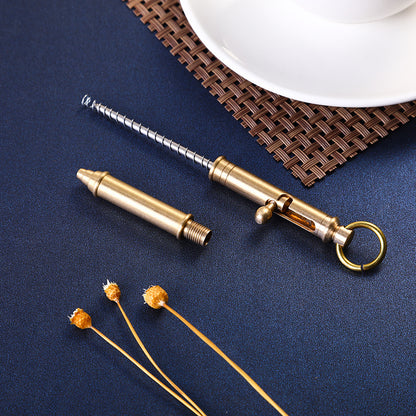 Mini Solid Brass Bolt Action Ball Point Pen Copper Art Craft Pocket EDC Gift