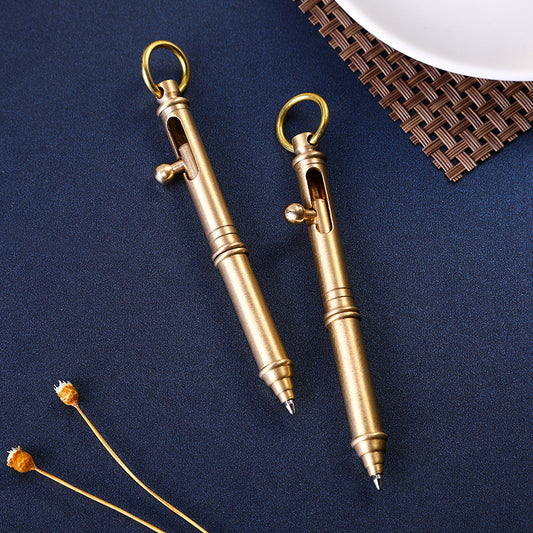 Mini Solid Brass Bolt Action Ball Point Pen Copper Art Craft Pocket EDC Gift