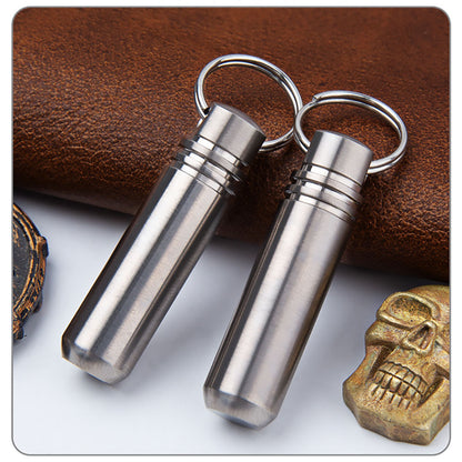 Titanium Mini Waterproof Pill Case Box Travel Capsule Bottle Holder Container