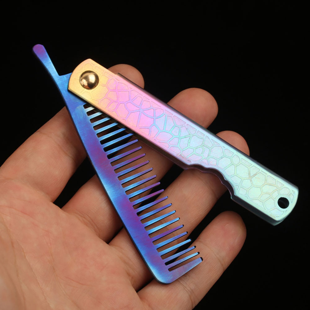 Titanium Pocket Folding Comb Outdoor EDC Portable and durable Hair Beard Comb