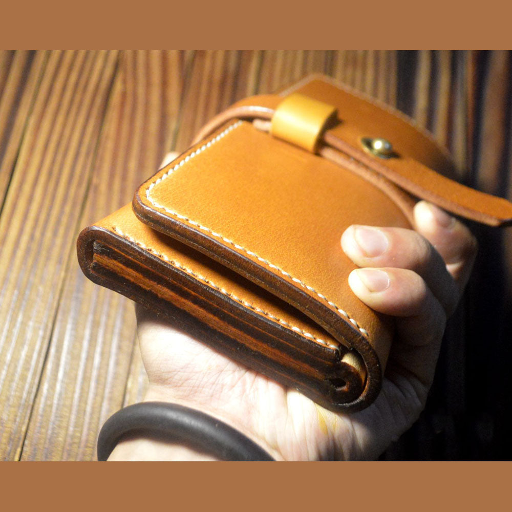 Hand made vegetable tanned leather craft long wallet handbags