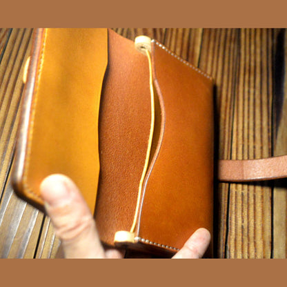 Hand made vegetable tanned leather craft long wallet handbags