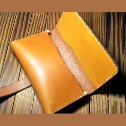 Hand made vegetable tanned leather craft long wallet handbags