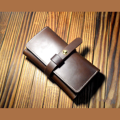 Hand made vegetable tanned leather craft long wallet handbags