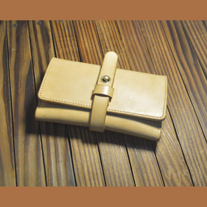 Hand made vegetable tanned leather craft long wallet handbags