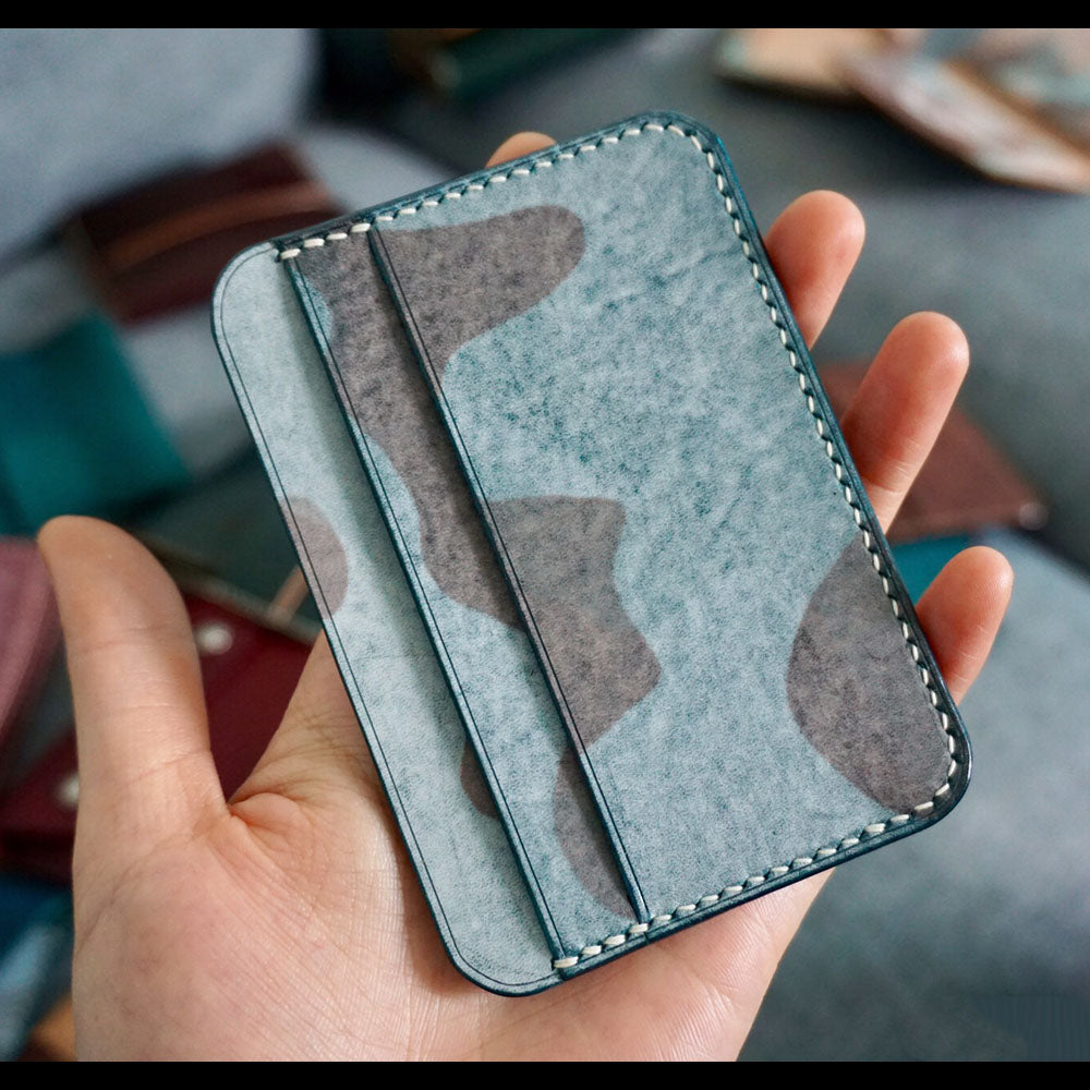 Hand made Slim genuine leather craft credit card holder mini thin ID case