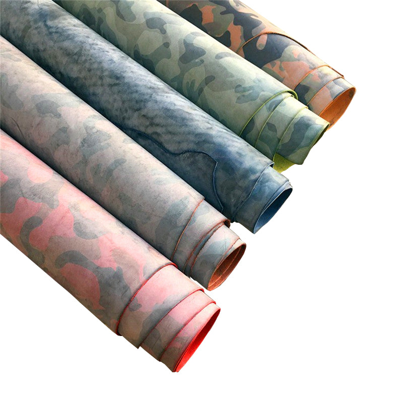 Camouflage Fog Waxed Vegetable Tanned retro oil rich Leather craft material DIY