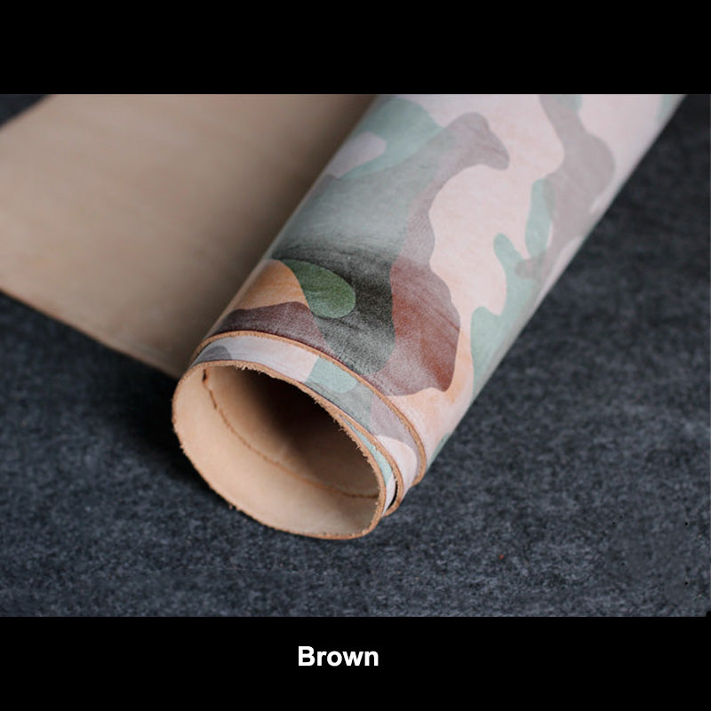 Camouflage Fog Waxed Vegetable Tanned retro oil rich Leather craft material DIY