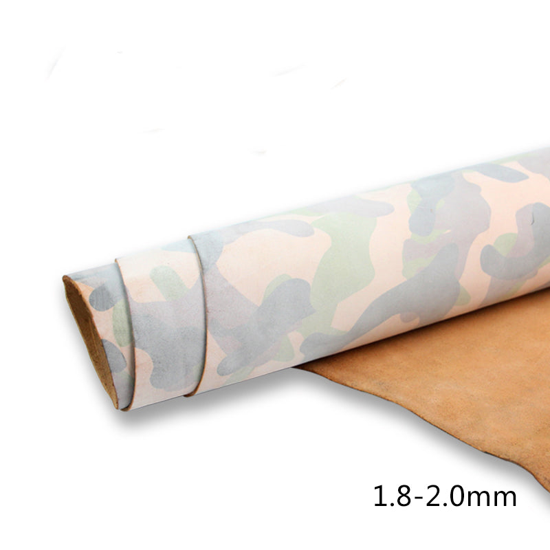 Camouflage Fog Waxed Vegetable Tanned retro oil rich Leather craft material DIY