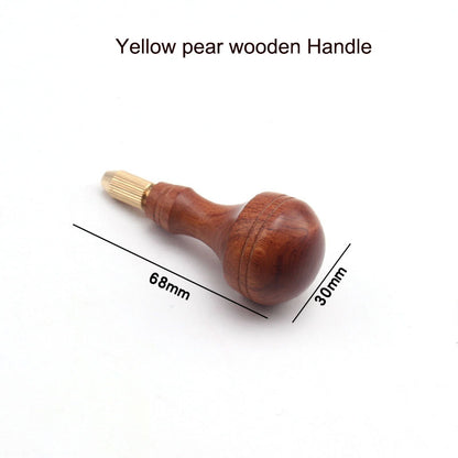 Leather Craft Wooden Handle Hand Sewing Needle Chisel Head Replaceable Awl Tools