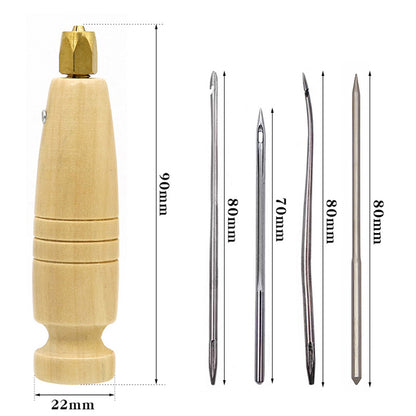 Canvas Leather Tent Sewing Awl Wood Hand Stitcher Leathercraft Needle Kit Tool