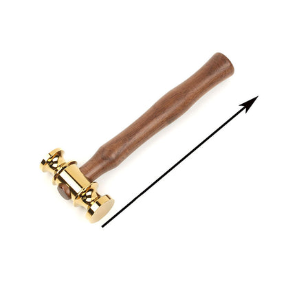 Solid Brass Mirror Polished Hammer Wooden Handle Leather Craft Workshop DIY Tool