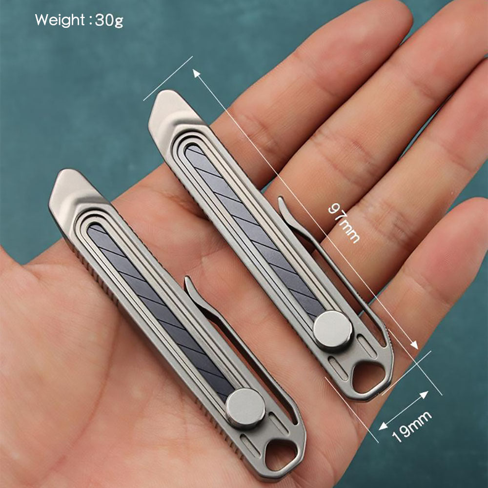 Small Titanium Art Craft Utility Knife Retractable Blade Pocket Paper Cutter EDC