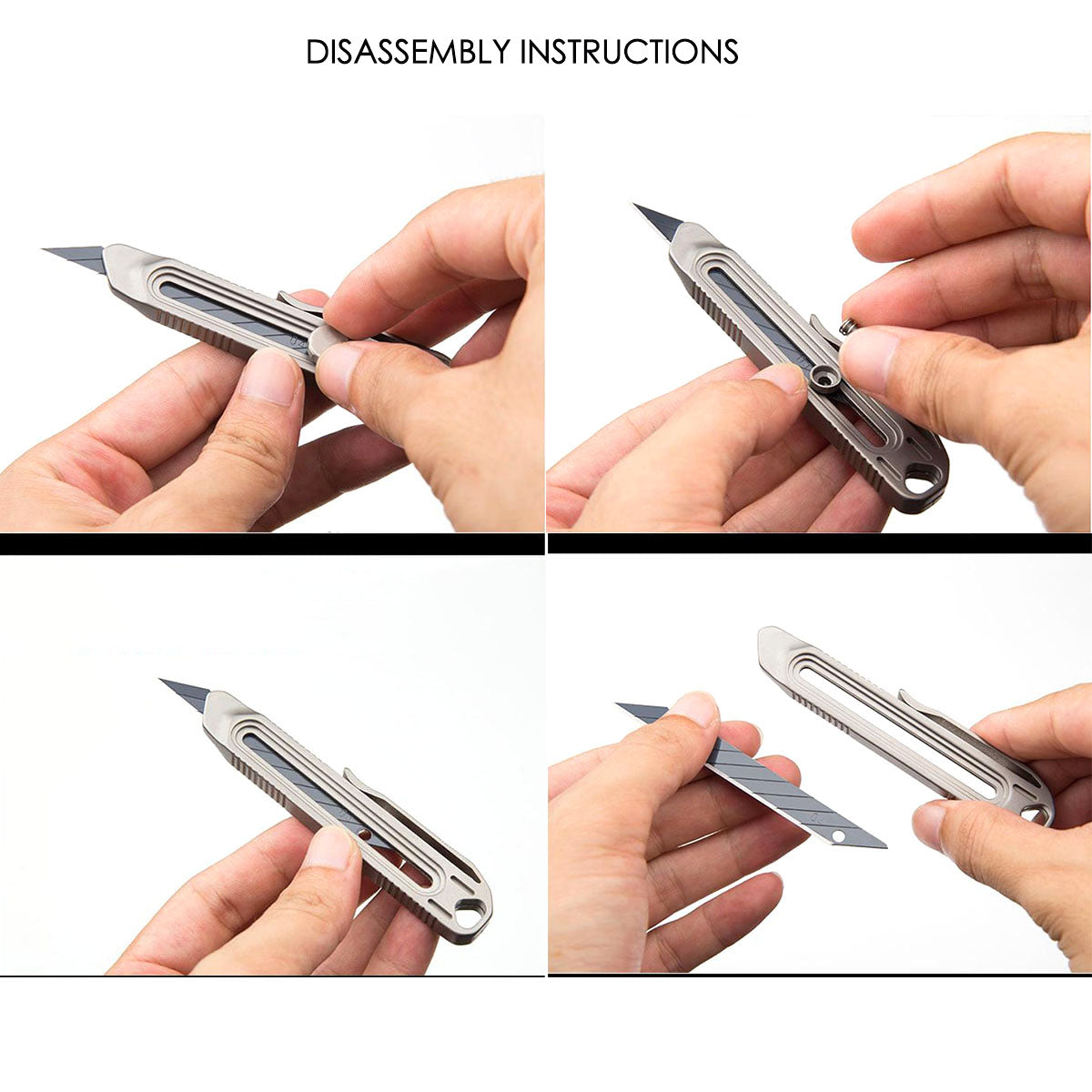 Small Titanium Art Craft Utility Knife Retractable Blade Pocket Paper Cutter EDC