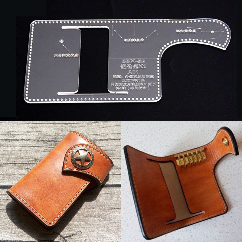 Acrylic key chain case holder Template Leather craft Pattern model stencil Diy