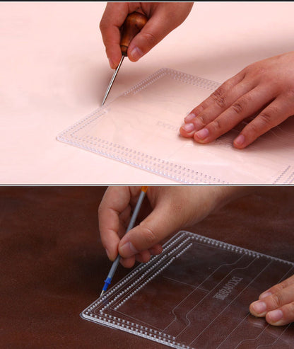 Leather Craft Acrylic Short Wallet Pattern Stencil Template Tool DIY Set DQB-02