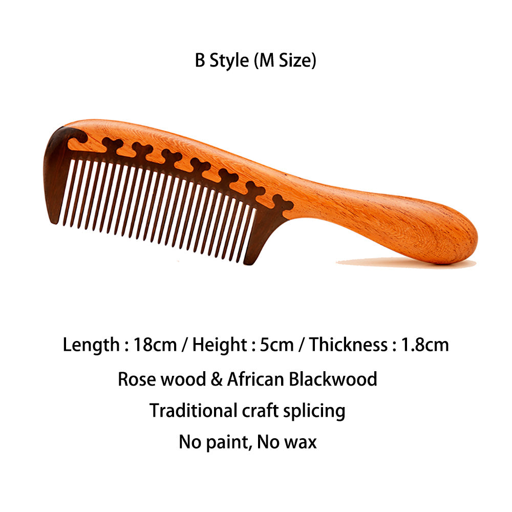 Wood Craft Rosewood Blackwood Traditional Art Spliching Comb Health Hair Therapy