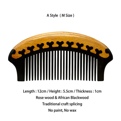 Wood Craft Rosewood Blackwood Traditional Art Spliching Comb Health Hair Therapy